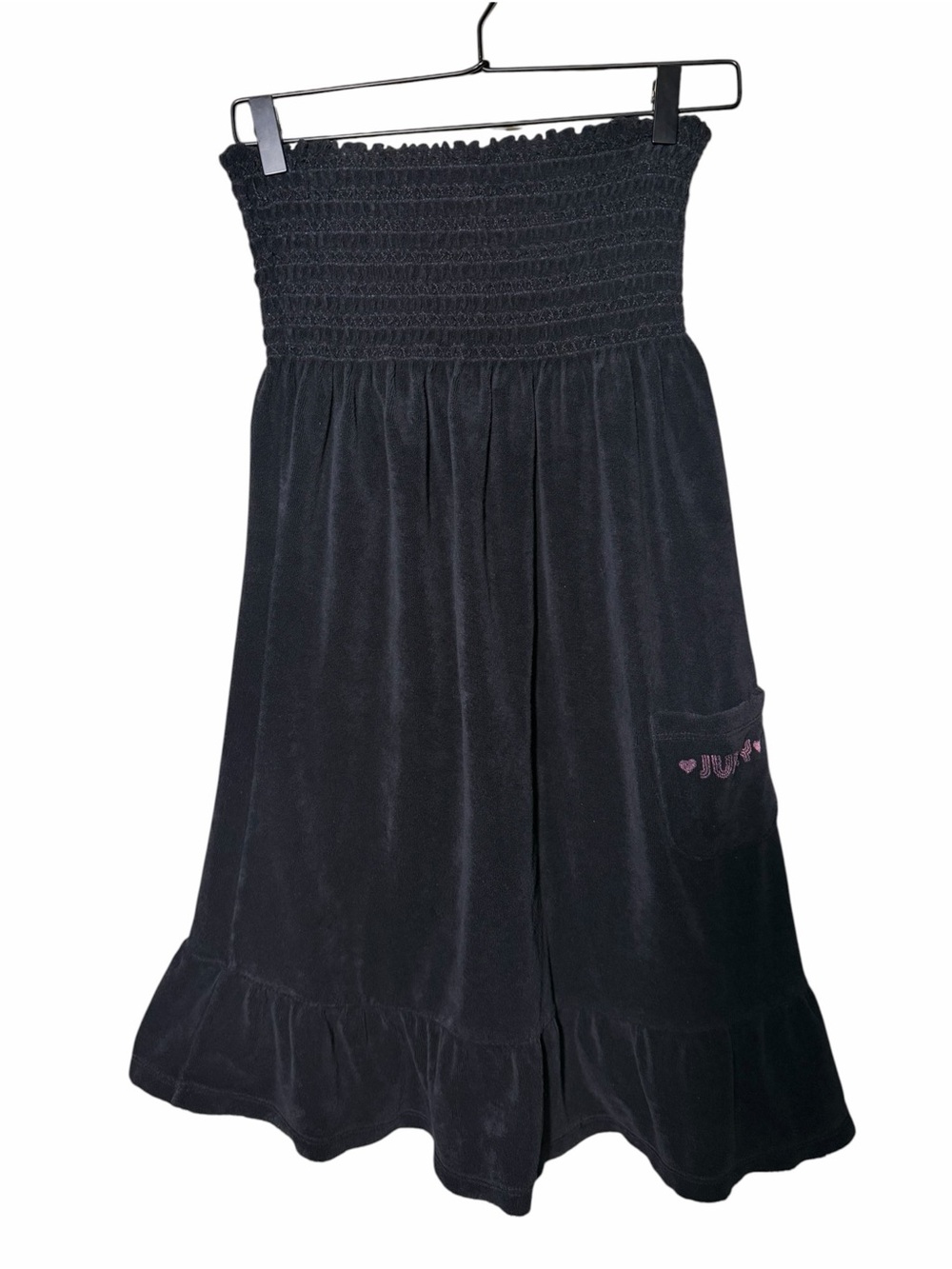 Juicy Couture Y2K 2000s Black Terry Strapless Beach Swimsuit Cover